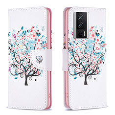 Coque Portefeuille Motif Fantaisie Livre Cuir Etui Clapet B01F pour Xiaomi Redmi K60 Pro 5G Blanc