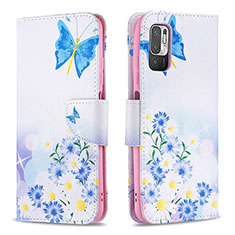 Coque Portefeuille Motif Fantaisie Livre Cuir Etui Clapet B01F pour Xiaomi Redmi Note 10 5G Bleu