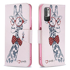 Coque Portefeuille Motif Fantaisie Livre Cuir Etui Clapet B01F pour Xiaomi Redmi Note 10T 5G Rose