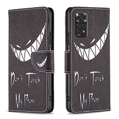 Coque Portefeuille Motif Fantaisie Livre Cuir Etui Clapet B01F pour Xiaomi Redmi Note 11 4G (2022) Noir