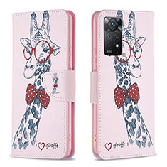 Coque Portefeuille Motif Fantaisie Livre Cuir Etui Clapet B01F pour Xiaomi Redmi Note 11 Pro 4G Rose