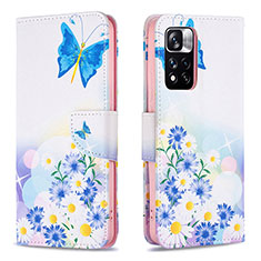 Coque Portefeuille Motif Fantaisie Livre Cuir Etui Clapet B01F pour Xiaomi Redmi Note 11 Pro+ Plus 5G Bleu