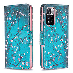 Coque Portefeuille Motif Fantaisie Livre Cuir Etui Clapet B01F pour Xiaomi Redmi Note 11 Pro+ Plus 5G Cyan