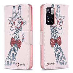 Coque Portefeuille Motif Fantaisie Livre Cuir Etui Clapet B01F pour Xiaomi Redmi Note 11 Pro+ Plus 5G Rose