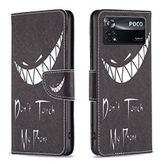 Coque Portefeuille Motif Fantaisie Livre Cuir Etui Clapet B01F pour Xiaomi Redmi Note 11E Pro 5G Noir