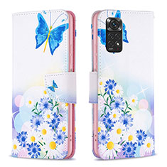 Coque Portefeuille Motif Fantaisie Livre Cuir Etui Clapet B01F pour Xiaomi Redmi Note 11S 4G Bleu