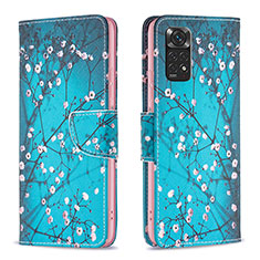 Coque Portefeuille Motif Fantaisie Livre Cuir Etui Clapet B01F pour Xiaomi Redmi Note 11S 4G Cyan