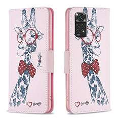 Coque Portefeuille Motif Fantaisie Livre Cuir Etui Clapet B01F pour Xiaomi Redmi Note 11S 4G Rose