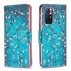 Coque Portefeuille Motif Fantaisie Livre Cuir Etui Clapet B01F pour Xiaomi Redmi Note 11S 5G Cyan