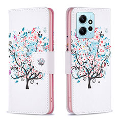 Coque Portefeuille Motif Fantaisie Livre Cuir Etui Clapet B01F pour Xiaomi Redmi Note 12 4G Blanc