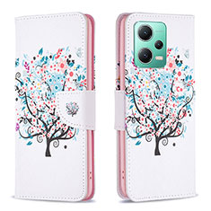 Coque Portefeuille Motif Fantaisie Livre Cuir Etui Clapet B01F pour Xiaomi Redmi Note 12 5G Blanc