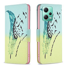 Coque Portefeuille Motif Fantaisie Livre Cuir Etui Clapet B01F pour Xiaomi Redmi Note 12 5G Pastel Vert