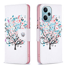 Coque Portefeuille Motif Fantaisie Livre Cuir Etui Clapet B01F pour Xiaomi Redmi Note 12 Turbo 5G Blanc