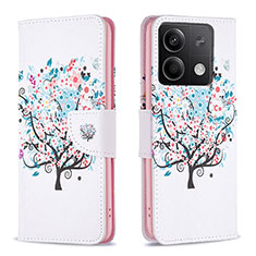 Coque Portefeuille Motif Fantaisie Livre Cuir Etui Clapet B01F pour Xiaomi Redmi Note 13 5G Blanc