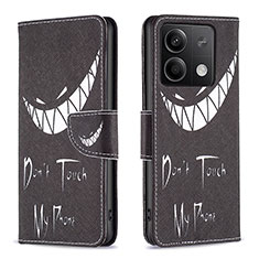 Coque Portefeuille Motif Fantaisie Livre Cuir Etui Clapet B01F pour Xiaomi Redmi Note 13 5G Noir