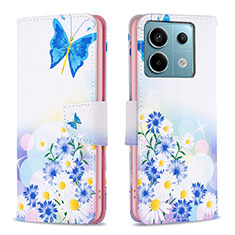 Coque Portefeuille Motif Fantaisie Livre Cuir Etui Clapet B01F pour Xiaomi Redmi Note 13 Pro 5G Bleu