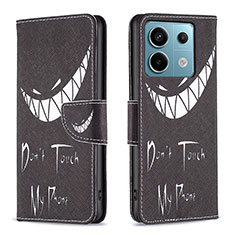 Coque Portefeuille Motif Fantaisie Livre Cuir Etui Clapet B01F pour Xiaomi Redmi Note 13 Pro 5G Noir