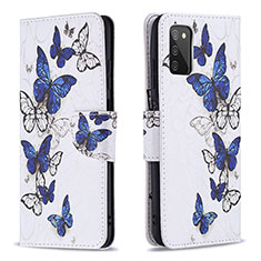 Coque Portefeuille Motif Fantaisie Livre Cuir Etui Clapet B03F pour Samsung Galaxy A02s Bleu