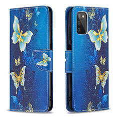 Coque Portefeuille Motif Fantaisie Livre Cuir Etui Clapet B03F pour Samsung Galaxy A02s Bleu Ciel