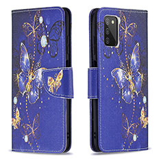 Coque Portefeuille Motif Fantaisie Livre Cuir Etui Clapet B03F pour Samsung Galaxy A02s Bleu Royal