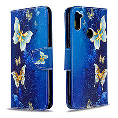 Coque Portefeuille Motif Fantaisie Livre Cuir Etui Clapet B03F pour Samsung Galaxy A11 Bleu Ciel