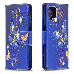 Coque Portefeuille Motif Fantaisie Livre Cuir Etui Clapet B03F pour Samsung Galaxy A12 5G Bleu Royal