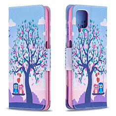 Coque Portefeuille Motif Fantaisie Livre Cuir Etui Clapet B03F pour Samsung Galaxy A12 5G Violet Clair