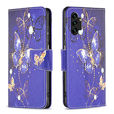 Coque Portefeuille Motif Fantaisie Livre Cuir Etui Clapet B03F pour Samsung Galaxy A13 4G Bleu Royal