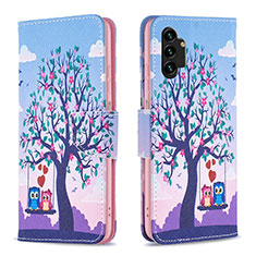 Coque Portefeuille Motif Fantaisie Livre Cuir Etui Clapet B03F pour Samsung Galaxy A13 4G Violet Clair