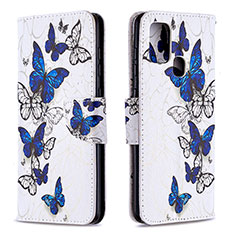 Coque Portefeuille Motif Fantaisie Livre Cuir Etui Clapet B03F pour Samsung Galaxy A21s Bleu