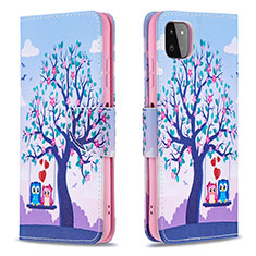 Coque Portefeuille Motif Fantaisie Livre Cuir Etui Clapet B03F pour Samsung Galaxy A22s 5G Violet Clair