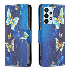 Coque Portefeuille Motif Fantaisie Livre Cuir Etui Clapet B03F pour Samsung Galaxy A23 4G Bleu Ciel