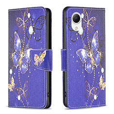 Coque Portefeuille Motif Fantaisie Livre Cuir Etui Clapet B03F pour Samsung Galaxy A23 5G SC-56C Bleu Royal