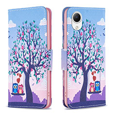 Coque Portefeuille Motif Fantaisie Livre Cuir Etui Clapet B03F pour Samsung Galaxy A23 5G SC-56C Violet Clair