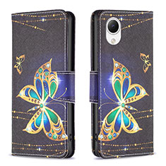 Coque Portefeuille Motif Fantaisie Livre Cuir Etui Clapet B03F pour Samsung Galaxy A23s Noir