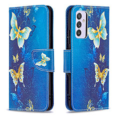 Coque Portefeuille Motif Fantaisie Livre Cuir Etui Clapet B03F pour Samsung Galaxy A24 4G Bleu Ciel