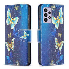 Coque Portefeuille Motif Fantaisie Livre Cuir Etui Clapet B03F pour Samsung Galaxy A33 5G Bleu Ciel