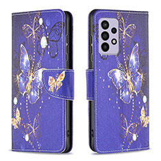 Coque Portefeuille Motif Fantaisie Livre Cuir Etui Clapet B03F pour Samsung Galaxy A33 5G Bleu Royal