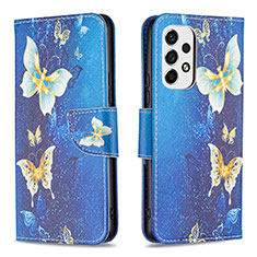 Coque Portefeuille Motif Fantaisie Livre Cuir Etui Clapet B03F pour Samsung Galaxy A53 5G Bleu Ciel