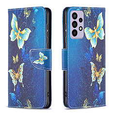 Coque Portefeuille Motif Fantaisie Livre Cuir Etui Clapet B03F pour Samsung Galaxy A73 5G Bleu Ciel