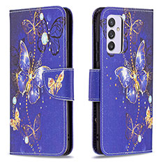 Coque Portefeuille Motif Fantaisie Livre Cuir Etui Clapet B03F pour Samsung Galaxy A82 5G Bleu Royal