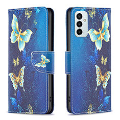 Coque Portefeuille Motif Fantaisie Livre Cuir Etui Clapet B03F pour Samsung Galaxy F23 5G Bleu Ciel