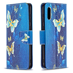 Coque Portefeuille Motif Fantaisie Livre Cuir Etui Clapet B03F pour Samsung Galaxy M02 Bleu Ciel