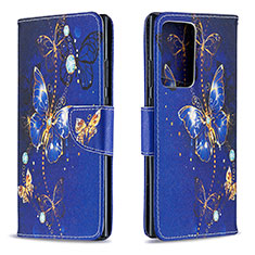 Coque Portefeuille Motif Fantaisie Livre Cuir Etui Clapet B03F pour Samsung Galaxy Note 20 Ultra 5G Bleu Royal