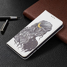 Coque Portefeuille Motif Fantaisie Livre Cuir Etui Clapet B03F pour Samsung Galaxy S21 5G Gris Fonce