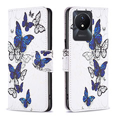 Coque Portefeuille Motif Fantaisie Livre Cuir Etui Clapet B03F pour Vivo Y02 Bleu