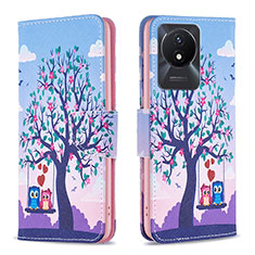 Coque Portefeuille Motif Fantaisie Livre Cuir Etui Clapet B03F pour Vivo Y02 Violet Clair