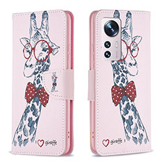 Coque Portefeuille Motif Fantaisie Livre Cuir Etui Clapet B03F pour Xiaomi Mi 12 5G Rose