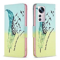 Coque Portefeuille Motif Fantaisie Livre Cuir Etui Clapet B03F pour Xiaomi Mi 12S Pro 5G Pastel Vert