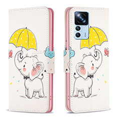 Coque Portefeuille Motif Fantaisie Livre Cuir Etui Clapet B03F pour Xiaomi Mi 12T 5G Jaune